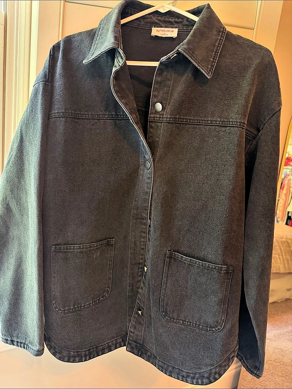 Butter Melon Black Denim Jacket Size Medium